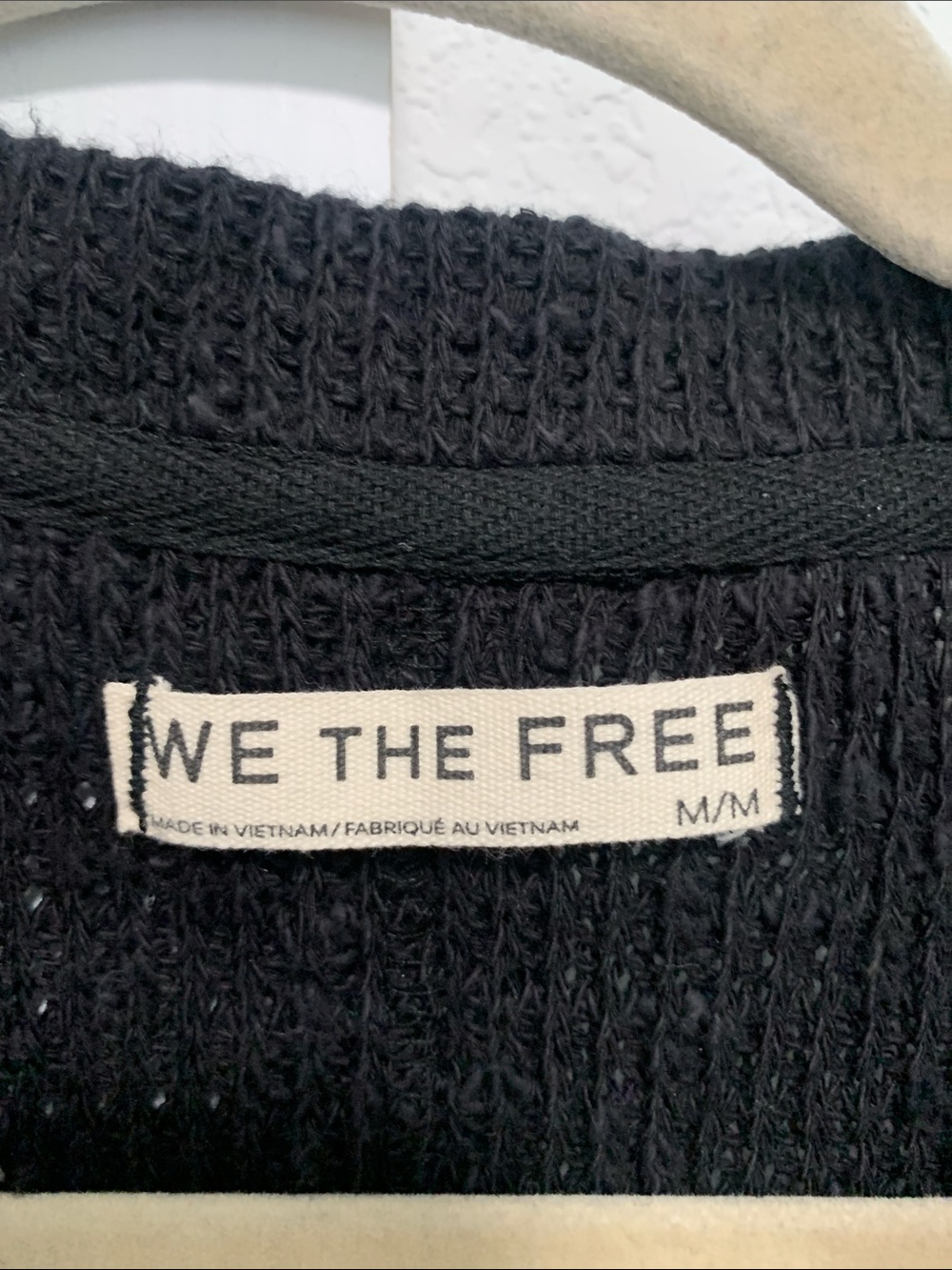 Free People Black Waffle Knit Button-Up Top - Picture 2 of 8